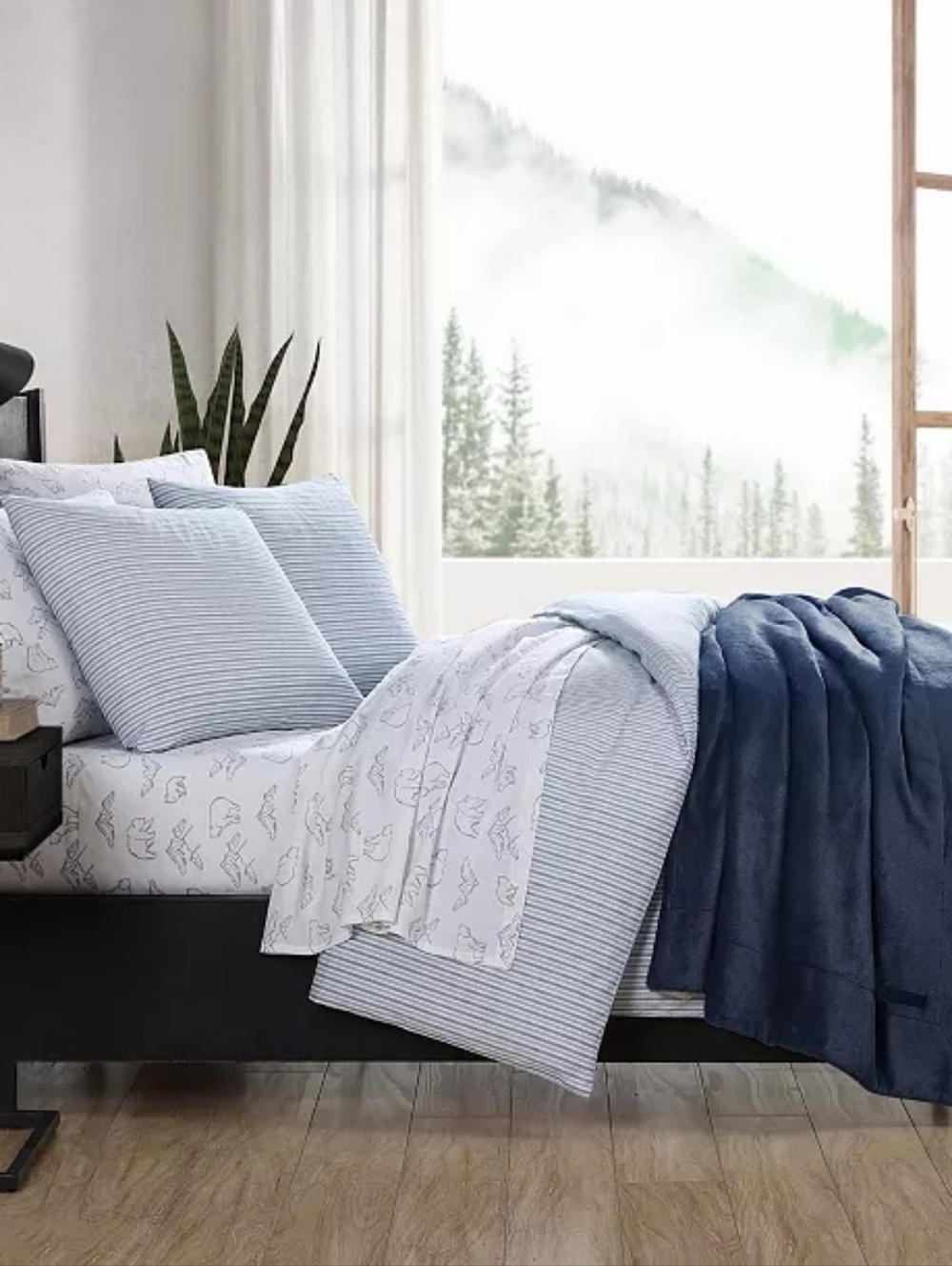 Eddie Bauer Ticking Stripe 100% Cotton Percale 3pc Duvet Cover Set-
